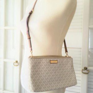 Michael Kors Double Zip Crossbody Bag Vanilla